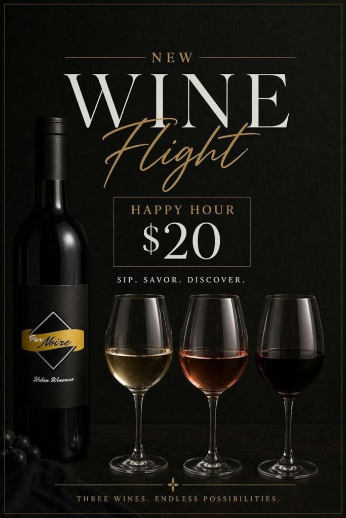 Wine flight happy hour graphic