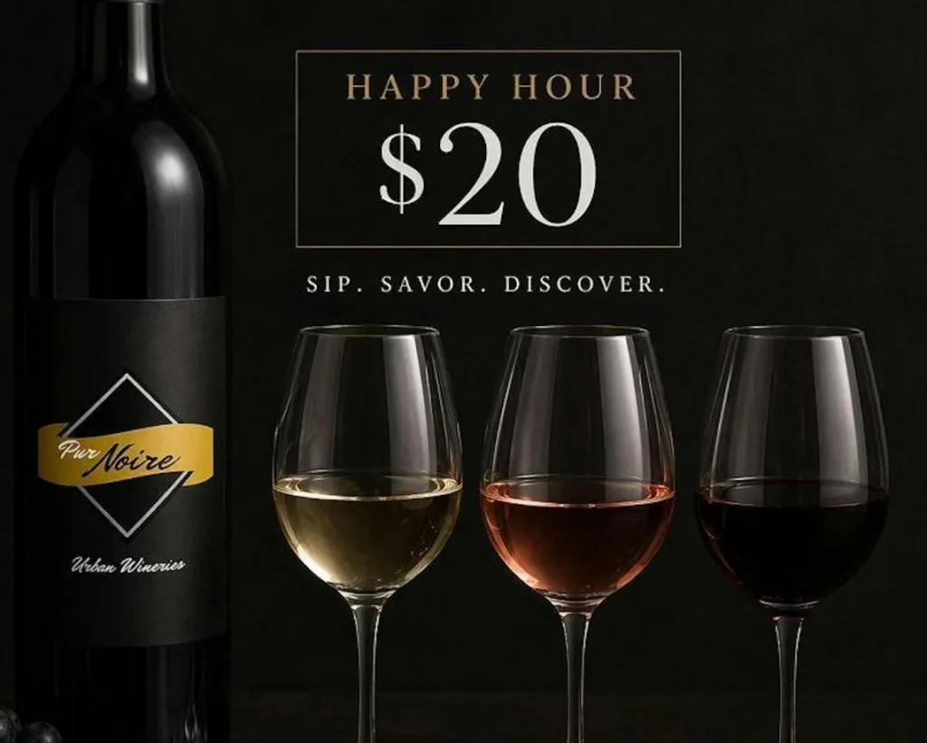 Wine flight happy hour graphic